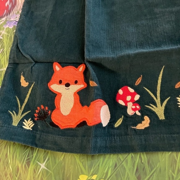 Beebay Green Woodland Creatures Corduroy A-Line Dress - Girls, Size 7Y, NWOT - Picture 11 of 12